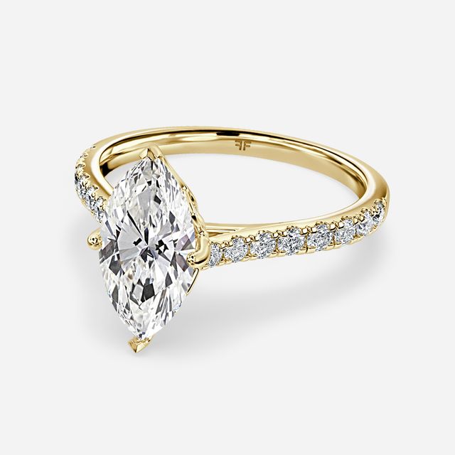 Aerin Pave Yellow Gold Flower Engagement Ring