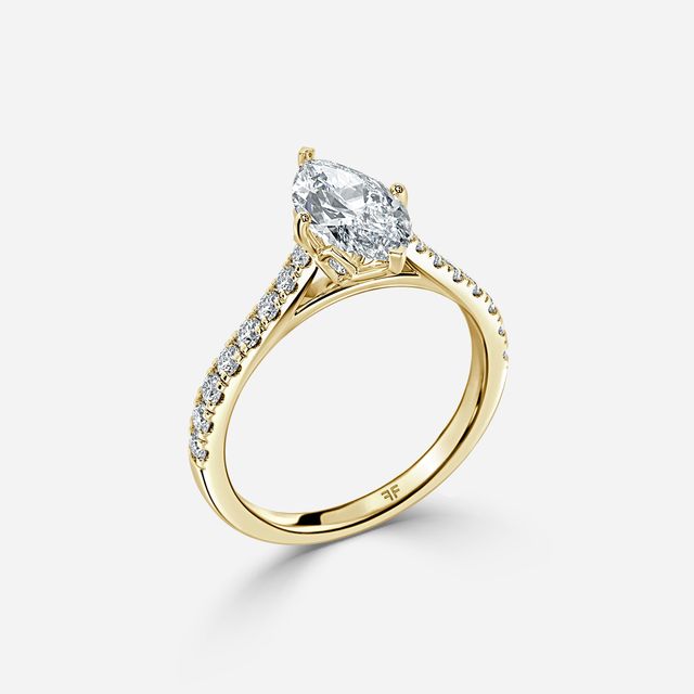 Aerin Pave Yellow Gold Flower Engagement Ring