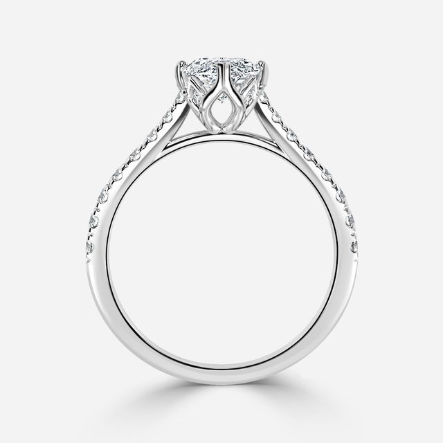 Aerin Pave White Gold Flower Engagement Ring