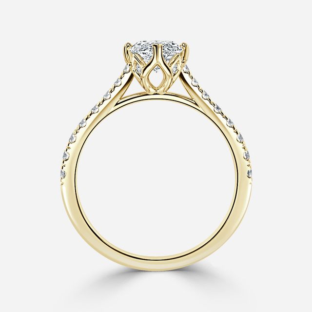 Aerin Pave Yellow Gold Flower Engagement Ring