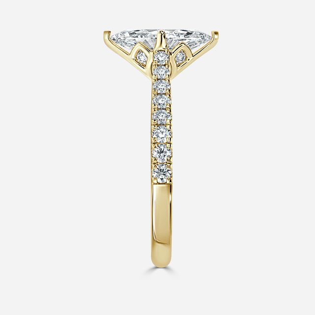 Aerin Pave Yellow Gold Flower Engagement Ring