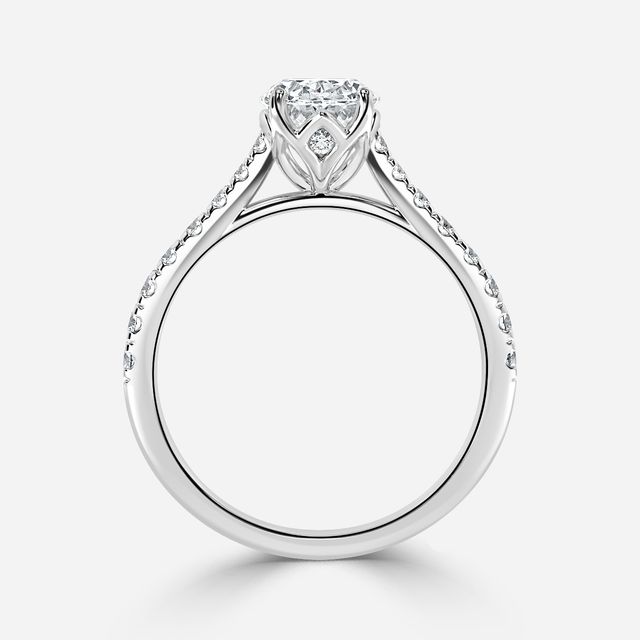Aerin Pave Platinum Flower Engagement Ring