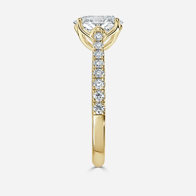 Aerin Pave Yellow Gold Flower Engagement Ring
