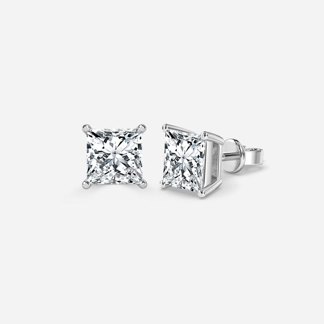 Princess Diamond Stud Earrings Platinum