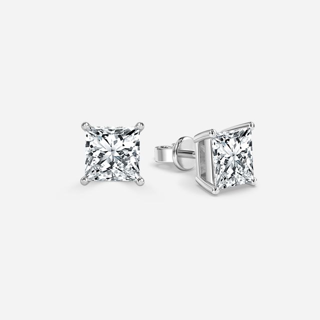 Princess Diamond Stud Earrings Platinum