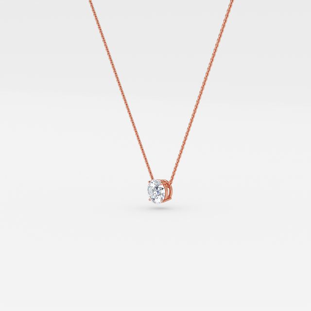 Solitaire Round Diamond Pendant In Rose Gold