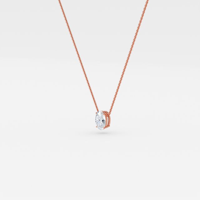 Solitaire Oval Diamond Pendant In Rose Gold