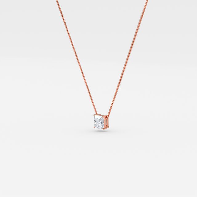 Solitaire Princess Diamond Pendant In Rose Gold