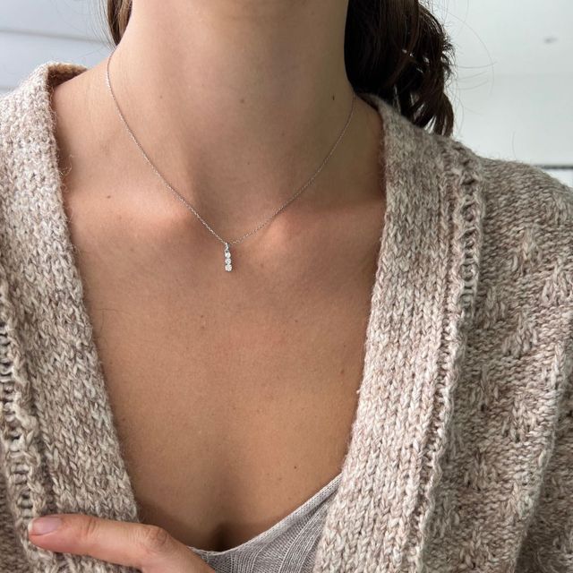 Three Stone Diamond Pendant- 0.26ct In White Gold