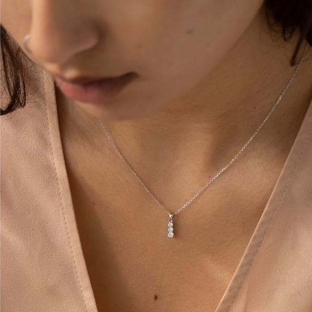 Three Stone Diamond Pendant- 0.26ct In White Gold