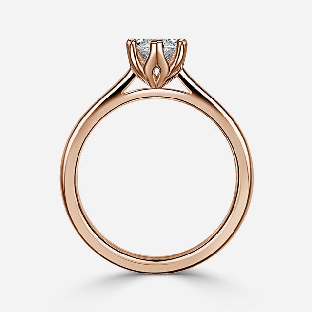 Rose Gold Petite Flower Engagement Ring