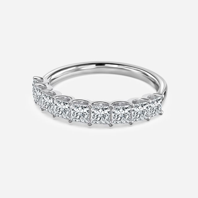 Princess Diamond Half Eternity Ring In White Gold