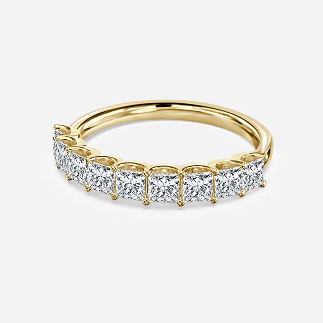Princess Diamond Half Eternity Ring In Yellow Gold