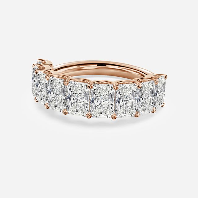 Radiant Diamond Half Eternity Ring In Rose Gold