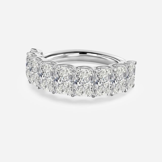 Radiant Diamond Half Eternity Ring In White Gold