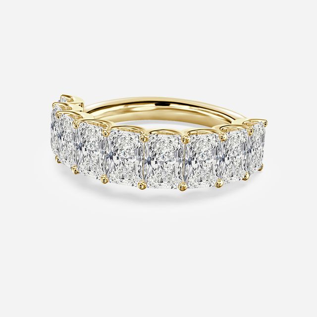Radiant Diamond Half Eternity Ring In Yellow Gold