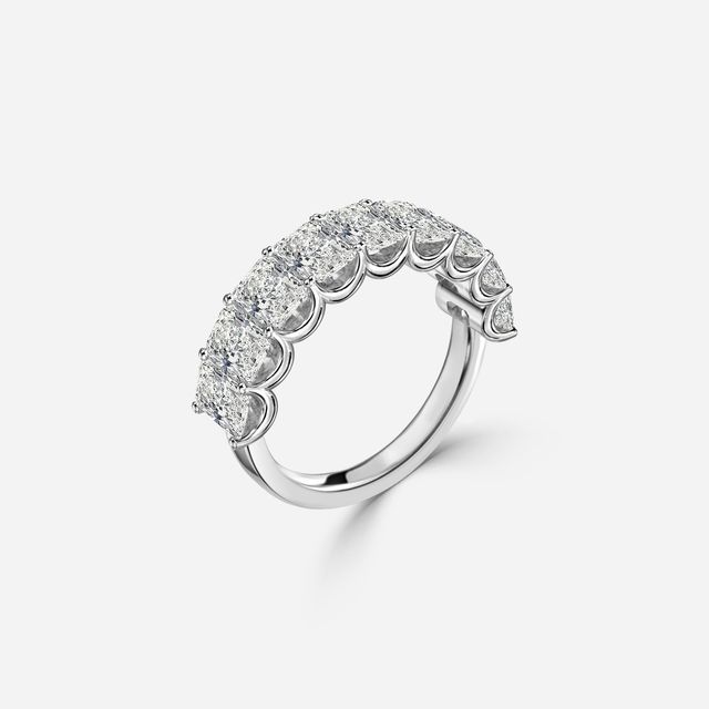 Radiant Diamond Half Eternity Ring In White Gold