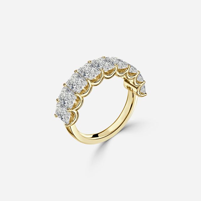 Radiant Diamond Half Eternity Ring In Yellow Gold