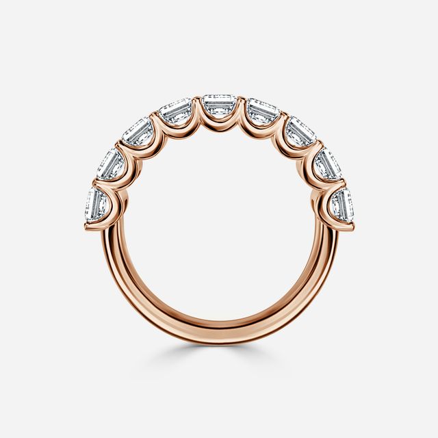 Radiant Diamond Half Eternity Ring In Rose Gold