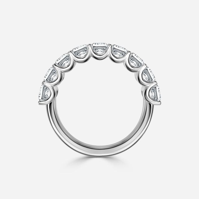 Radiant Diamond Half Eternity Ring In White Gold