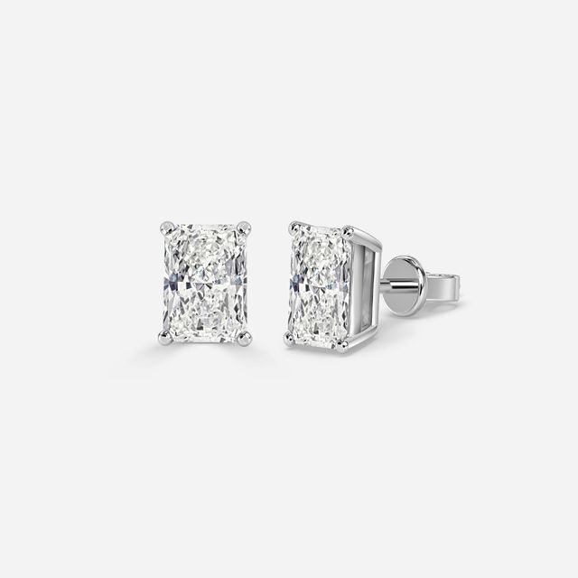 Radiant Cut Diamond Stud Earrings In White Gold
