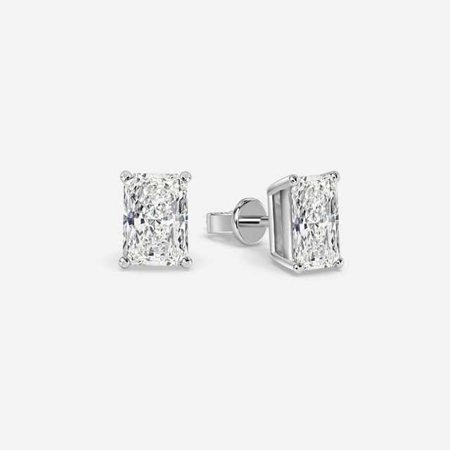 Radiant Cut Diamond Stud Earrings In White Gold