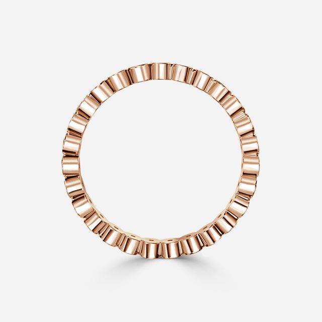 Round Brilliant Cut, Semi Rub Over Set Eternity Ring In Rose Gold
