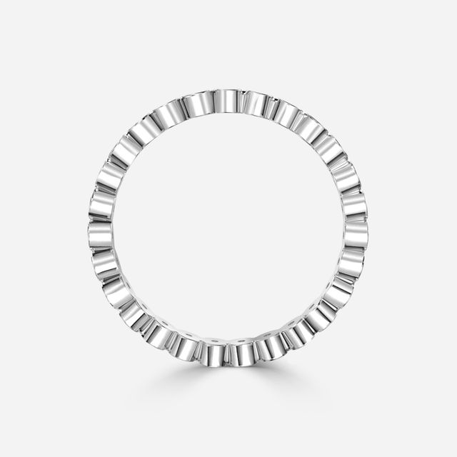Round Brilliant Cut, Semi Rub Over Set Eternity Ring In Platinum