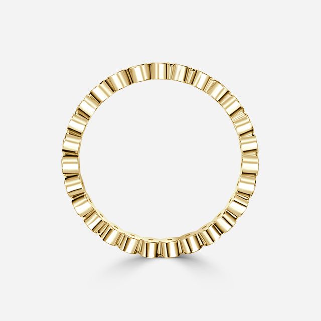 Round Brilliant Cut, Semi Rub Over Set Eternity Ring In Yellow Gold