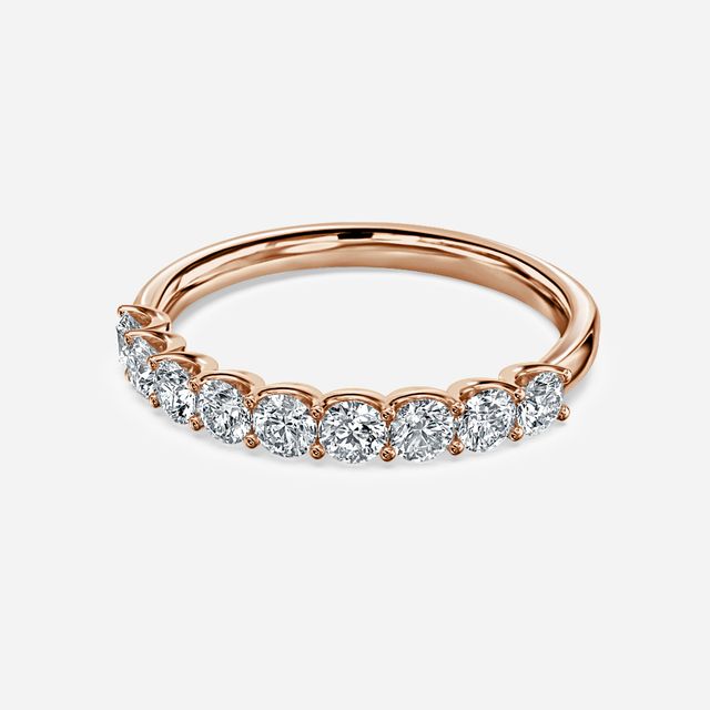Round Diamond Half Eternity Ring In Rose Gold