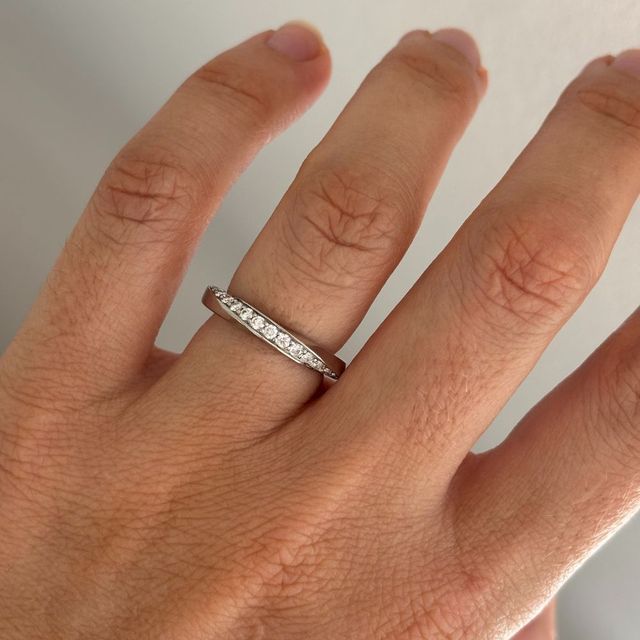 Charlize Grain Set Diamond Wedding Band In Platinum