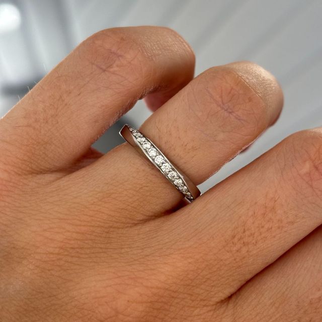 Charlize Grain Set Diamond Wedding Band In Platinum