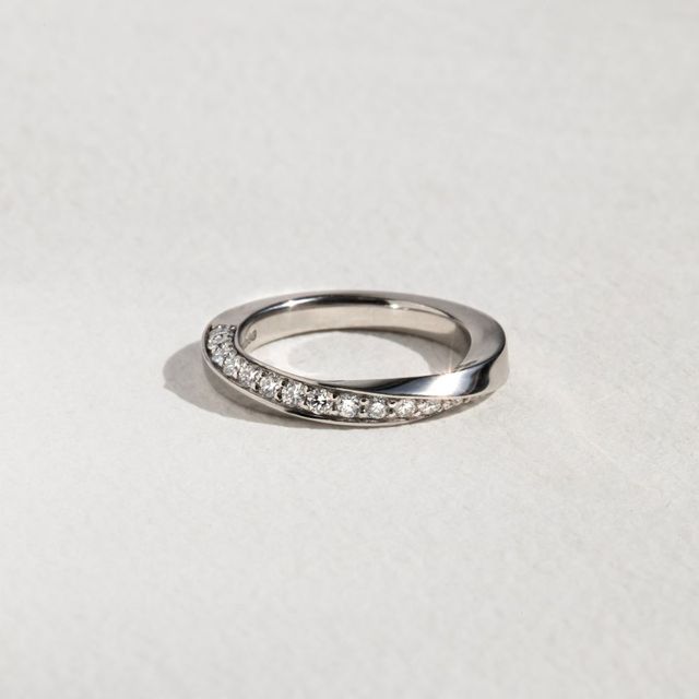 Charlize Grain Set Diamond Wedding Band In Platinum