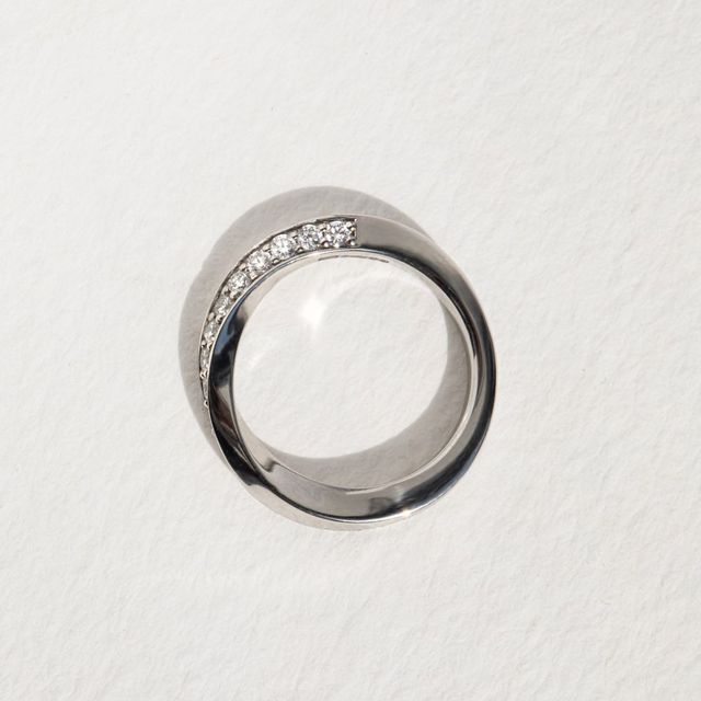 Charlize Grain Set Diamond Wedding Band In Platinum