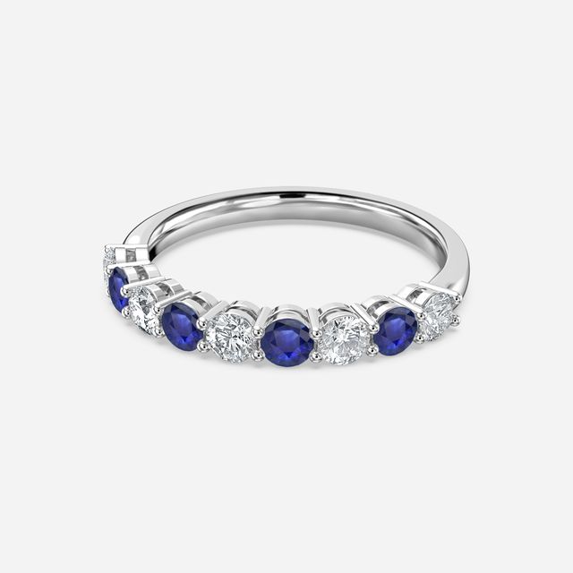 Blue Sapphire And Diamond Shared Single Claw Set In Platinum