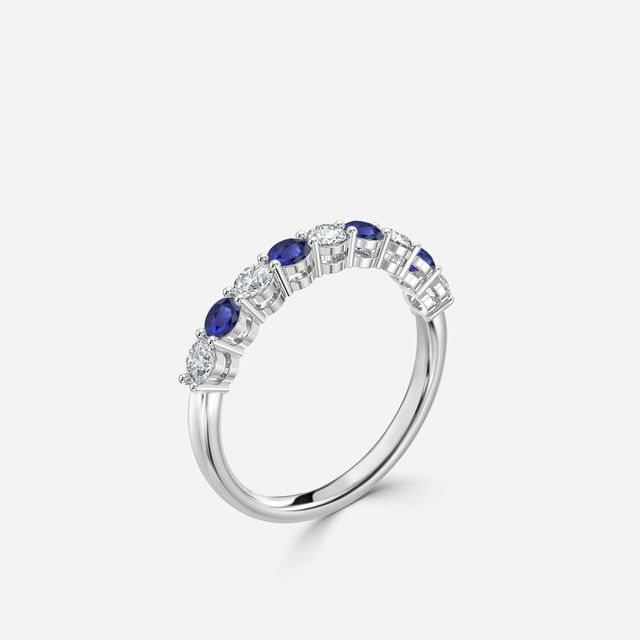Blue Sapphire And Diamond Shared Single Claw Set In Platinum