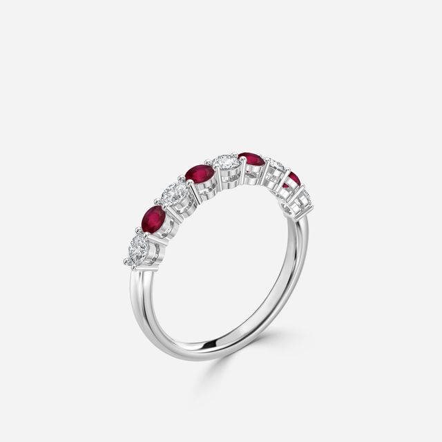 Ruby And Diamond Shared Single Claw Set In White Gold