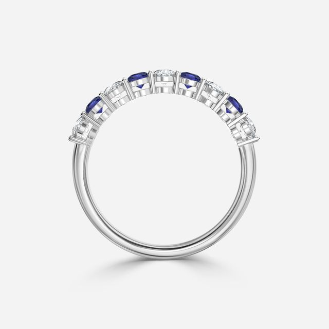 Blue Sapphire And Diamond Shared Single Claw Set In Platinum