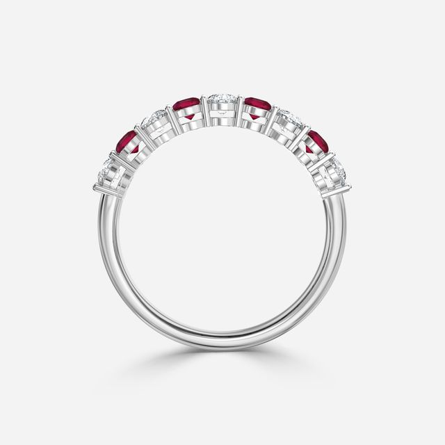 Ruby And Diamond Shared Single Claw Set In White Gold