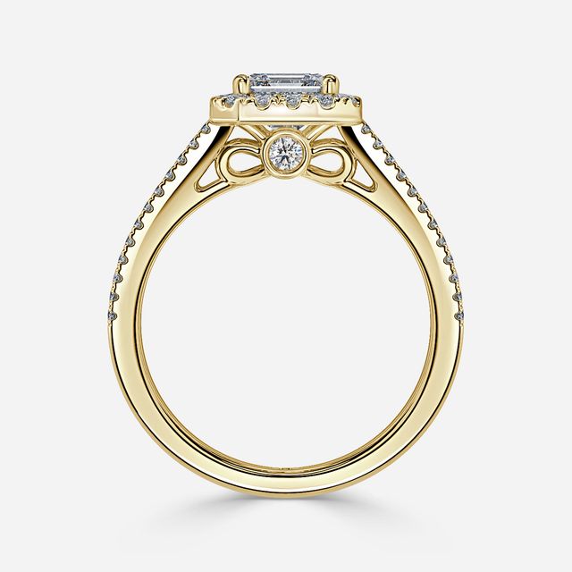Luz Del Sol Yellow Gold Halo Engagement ring