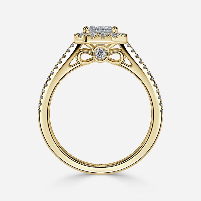 Luz Del Sol Yellow Gold Halo Engagement ring