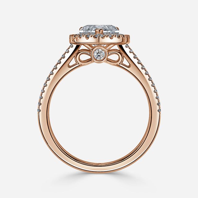 Luz Del Sol Rose Gold Halo Engagement ring