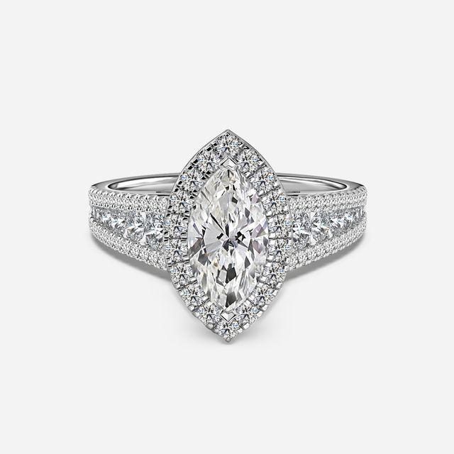Luz Del Sol White Gold Halo Engagement ring
