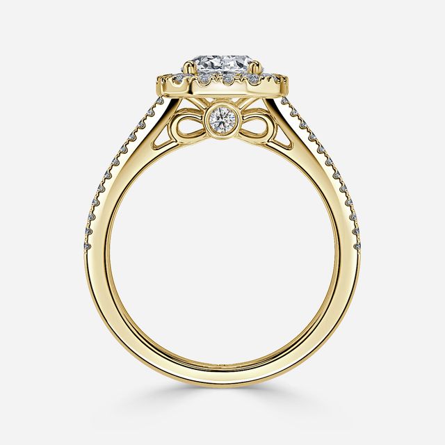 Luz Del Sol Yellow Gold Halo Engagement ring