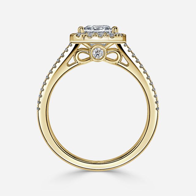 Luz Del Sol Yellow Gold Halo Engagement ring