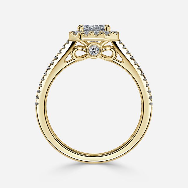 Luz Del Sol Yellow Gold Halo Engagement ring
