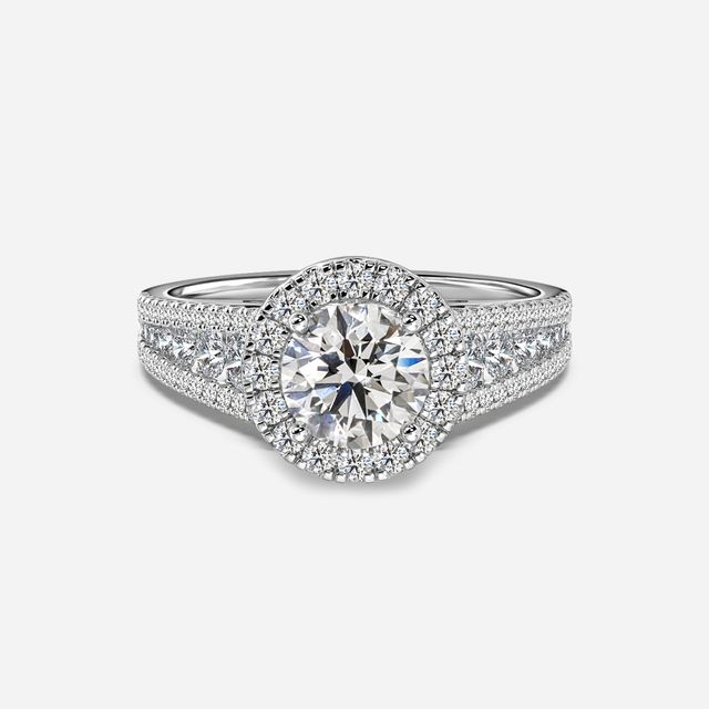 Luz Del Sol White Gold Halo Engagement ring