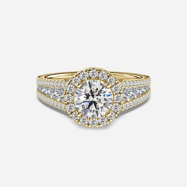 Luz Del Sol Yellow Gold Halo Engagement ring