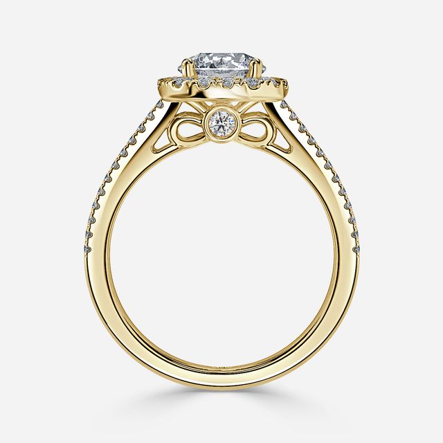 Luz Del Sol Yellow Gold Halo Engagement ring