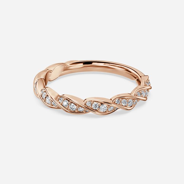 Aspen Twist Diamond Wedding Band In Rose Gold